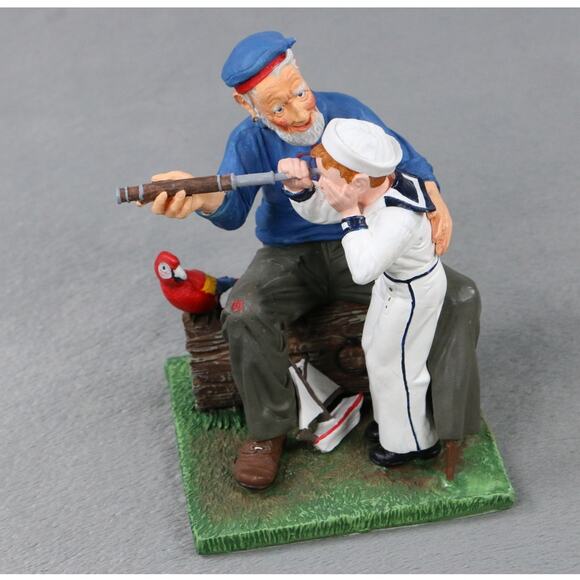 Norman Rockwell “Ship Ahoy” Figurine Danbury Mint 1992 Sailor Boy Grandpa Parrot - Picture 2 of 9